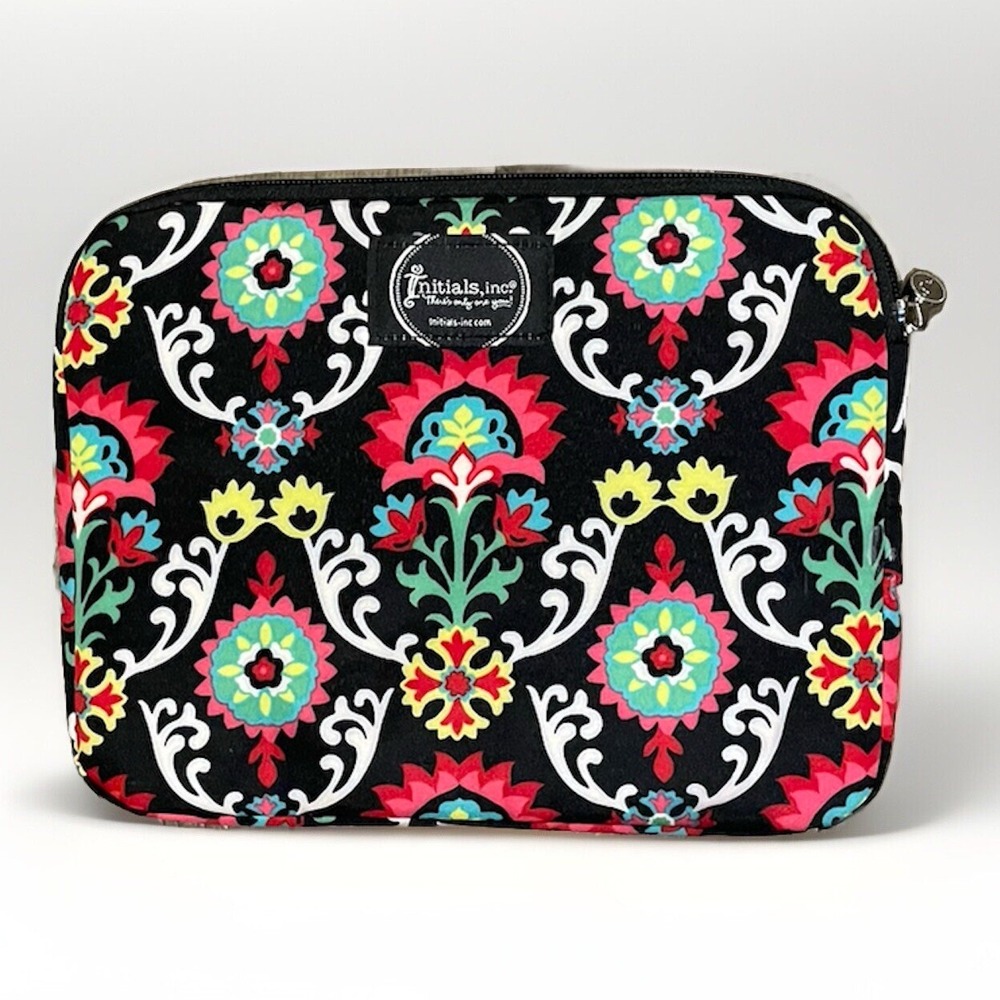 Initials Inc Tablet Case Black/Red/Yello/White Zip Closure 10.5"x8.25"‎